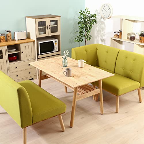 不二貿易(Fujiboeki) ダイニングテーブル 4人用 幅120×奥行70×高さ66cm ナチュラル 収納 棚付き 角が丸い 天然木 ヘームル Natural Signature 37007