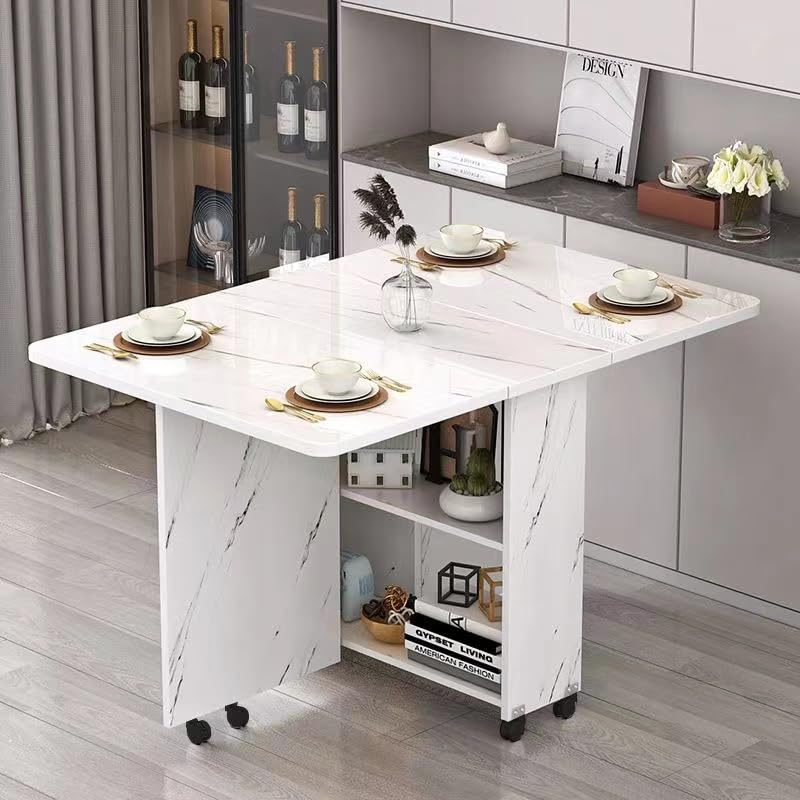 VEEZHA バタフライテーブル ダイニングテーブル オリタタミ dining table 折りたたみ ダイニングテーブル 4人 折りたたみ食卓 折り畳みテーブル キッチン 120cm (ホワイト)