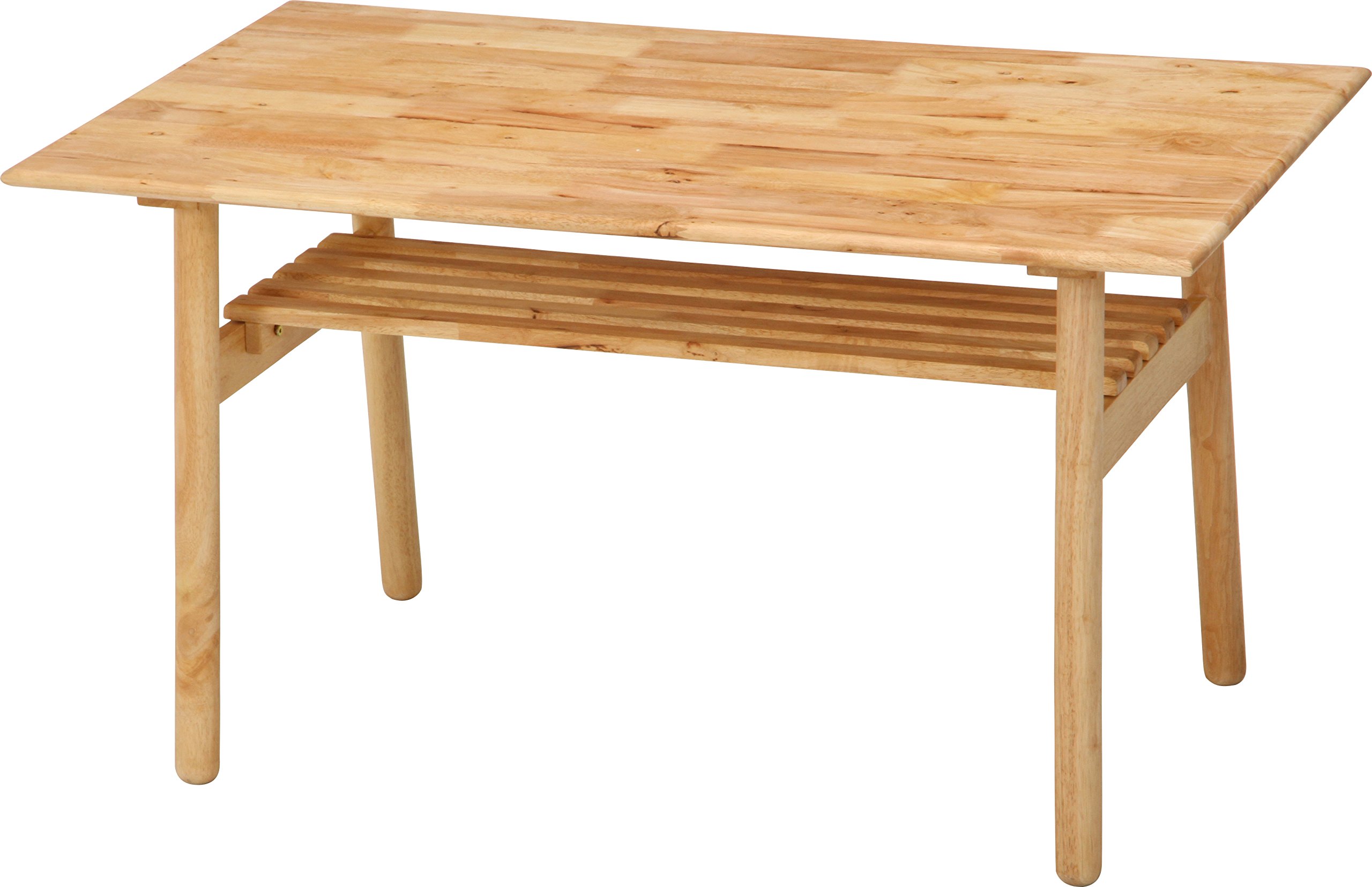 不二貿易(Fujiboeki) ダイニングテーブル 4人用 幅120×奥行70×高さ66cm ナチュラル 収納 棚付き 角が丸い 天然木 ヘームル Natural Signature 37007